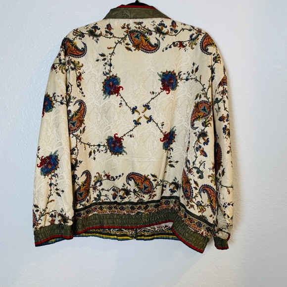 Rhoda Lynne Vintage Silk Bomber Jacket XL Paisley Floral Full Zip Up Coat Boho - Picture 11 of 15